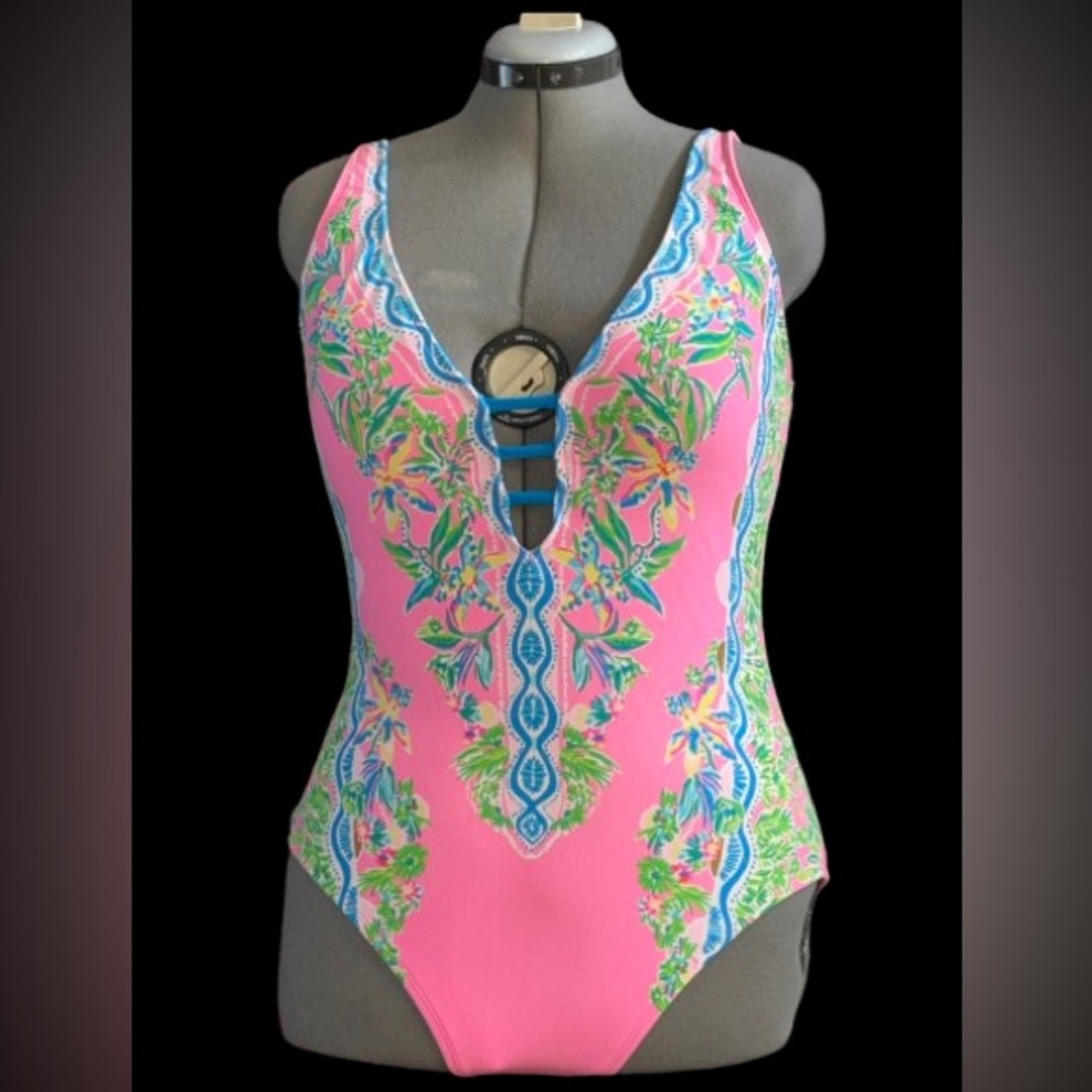 Lilly Pulitzer Jaspen one-piece swimsuit in Havana Pink Orchid Soirée Wmns Sz 14